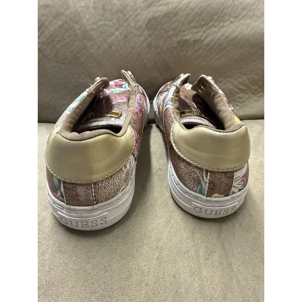 Guess Womens Loven Multicolor Floral Lace-Up Sneaker Shoes. Sz 7M. NO SHOELACES